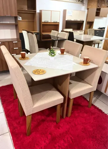 Mesa de Jantar 4 Lugares 90x90 com montagem incluso 