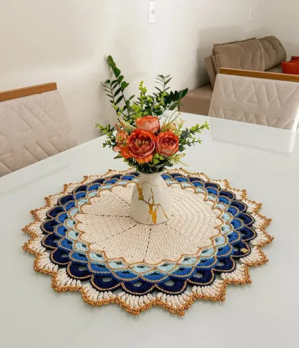 Centro de Mesa em Crochê - Fio Premium 100% Algodão.