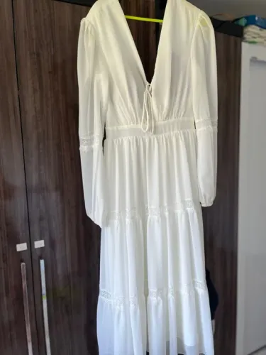 Vestido branco de renda longo