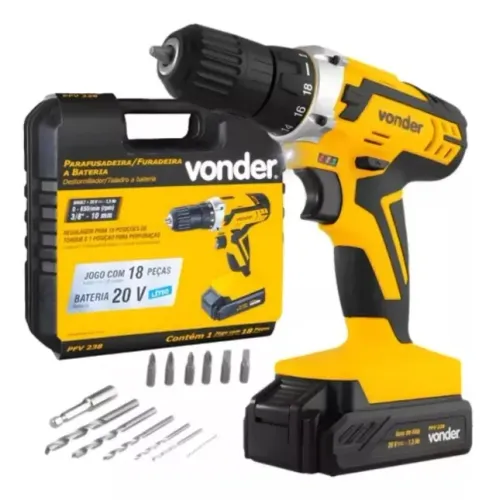 Parafusadeira/Furadeira Bateria 20V Vonder PFV238 Bivolt com Carregamento Rápido Garantia