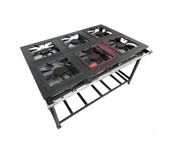 Fogão Industrial 6 Bocas 40x40 Perfil 7cm Alta Pressão + Kit Mangueira