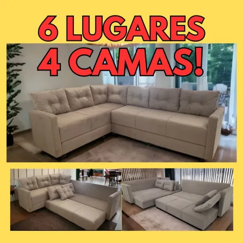 SOFÁ DE CANTO 6 LUGARES e 4 CAMAS! Novos, em oferta!