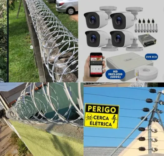 Concertina, cerca elétrica,  alarme, motor de portão, câmera de segurança 