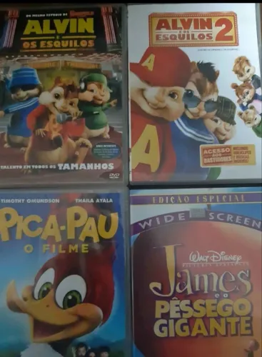 DVDs de filmes infantis - Alvin e os Esquilos e outros