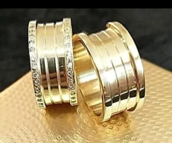 Alianças Compromisso Namoro Noivado Tungstênio 6 camadas em ouro 18k Garantia 