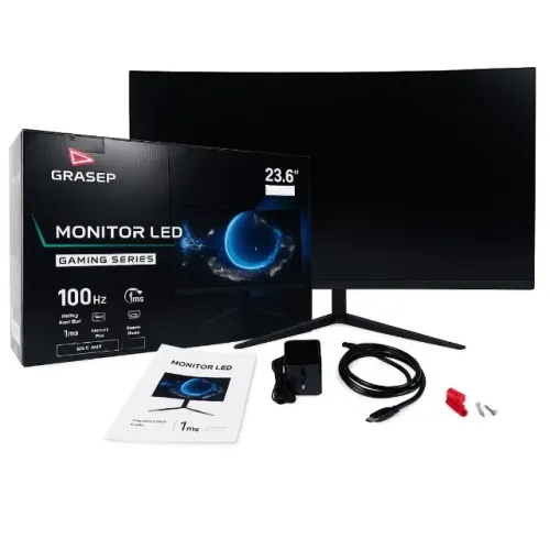 Monitor Gamer GRASEP LED 23.6 Curvo - 100Hz, 1ms e Tecnologia Anti-Blue Light!