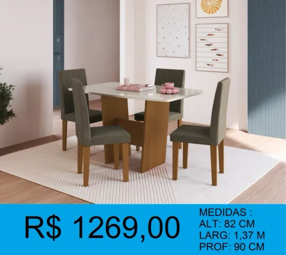 Mesa de Jantar com 4 Cadeiras - Elegância e Conforto