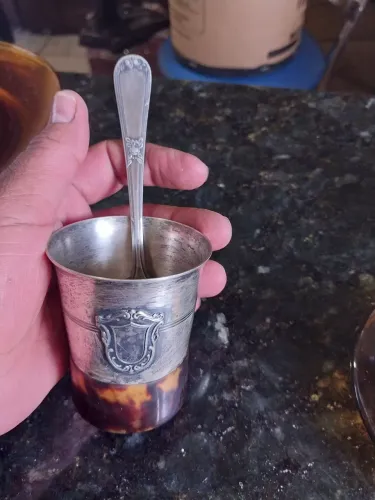 Conjunto de Chá em Prata e Tartaruga