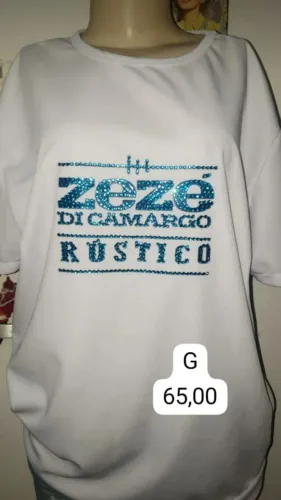 LETRAS BRILHANTES, LINDA! SOFISTICADA!! Camiseta Zezé Di Camargo - Rústico - G