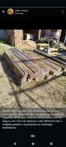 Barrote de Pinus para Sustentação de Coluna