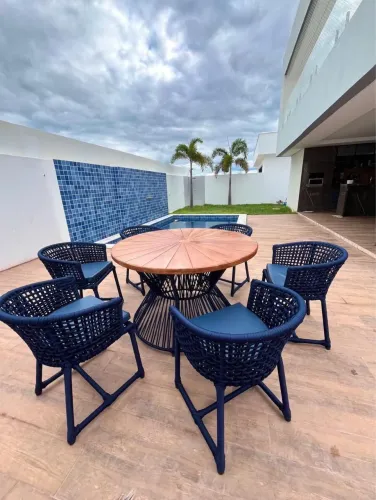 Mesa de 6 cadeira em corda náutica 