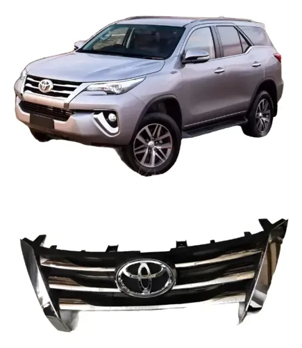 Grade Tela Parachoque Hilux Sw4 2016 17 18 19 20 C/ Emblema. Preta Brilhante