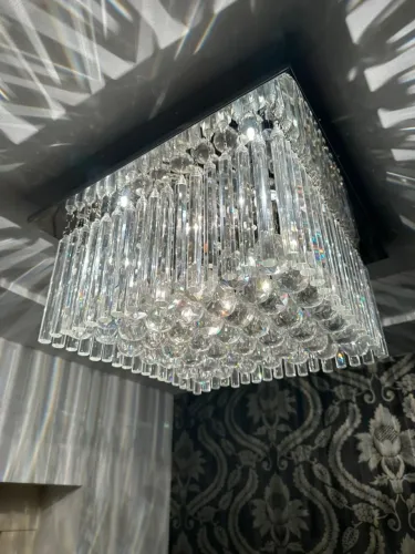 Lustre de cristal plafon quadrado 25 x 25 cm
