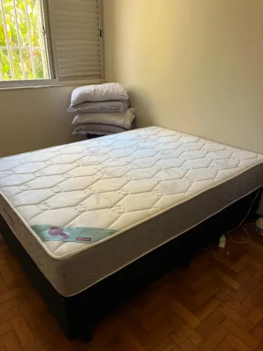 Cama Box Casal + Colchão Orthocrin + Travesseiros