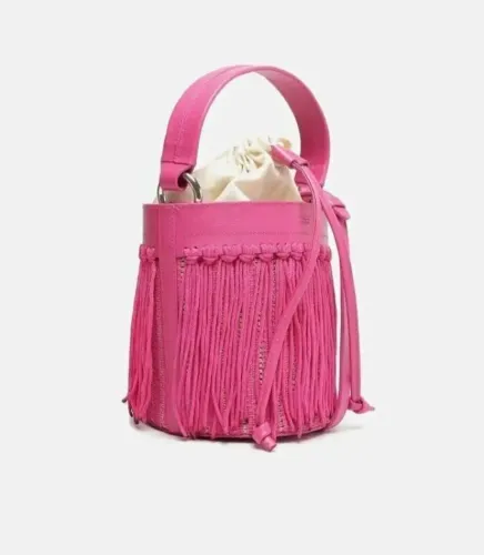 Bolsa Bucket Rosa Franjas Luci Média