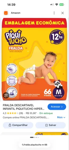 Fralda piquitucho M 66