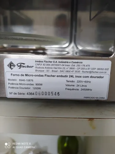 Forno micro-ondas Fischer 24L inox embutir com dourador