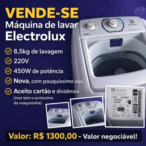 Máquina de lavar Eletrolux 8,5kg - 220w