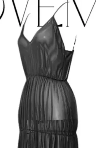 Perfeito vestido preto transparente tule elástico G/GG