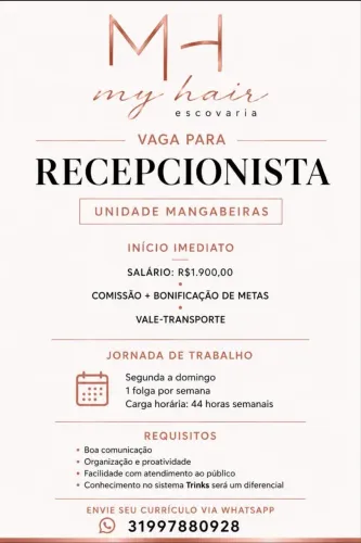 Vaga recepcionista