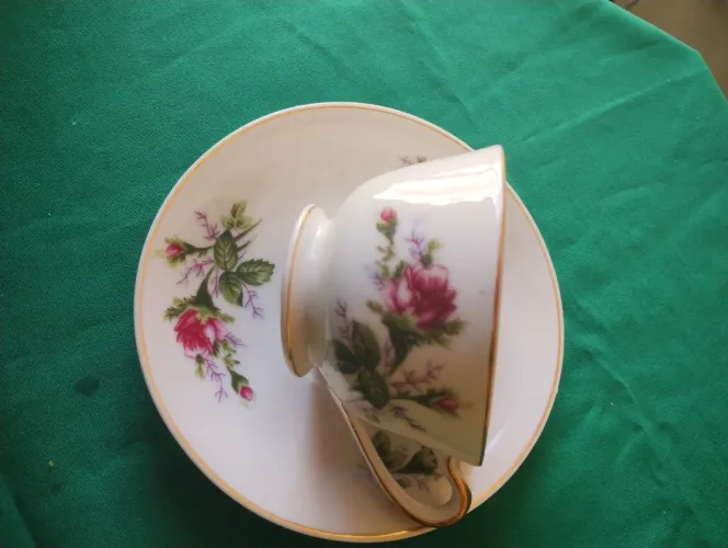 Um xícara e um pires porcelana mogy. Linda peça antiga , herança de família.