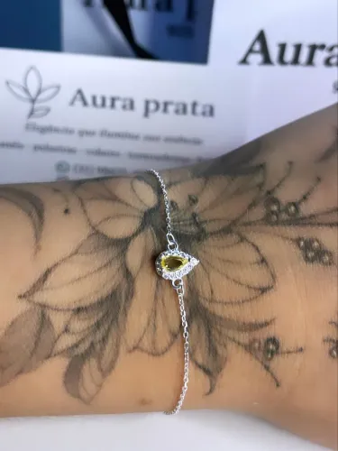 Pulseira gota, prata 925 legítima