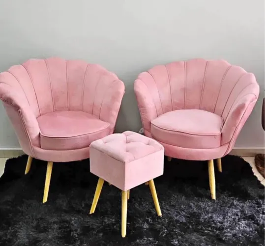 Conjunto de poltronas pétala + puff 