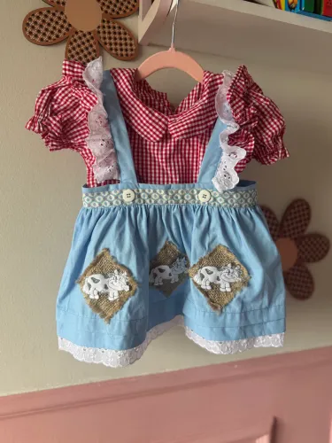 Vestido cow girl para bebê 9 - 12 meses