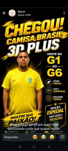 camisas da seleçao plus sizes 3D do g1 ao g7