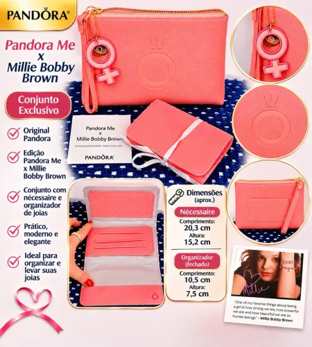 NÉCESSAIRE PANDORA ME X MILLIE BOBBY BROWN ORIGINAL COM ORGANIZADOR DE JOIAS