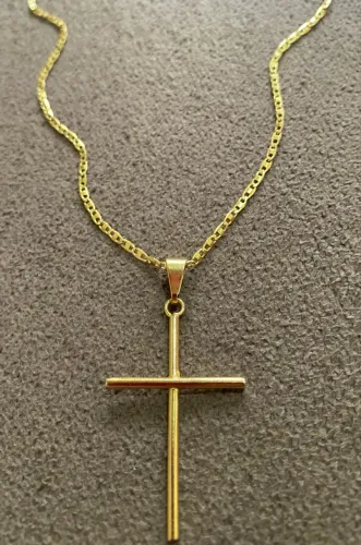 LINDO CORDÃO+CRUCIFIXO BANHADO A OURO 18K