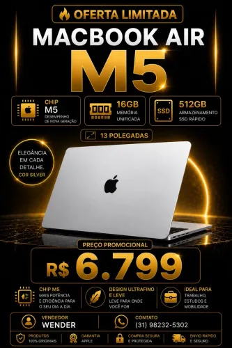 MacBook Air M5 - 13Cor disponível: Silver