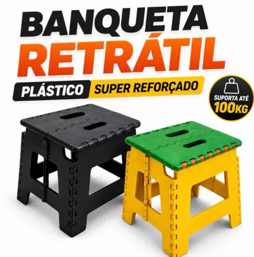 Banquinho Portátil Adulto Resistente Para Pescar Leve 100kg Cor Preto