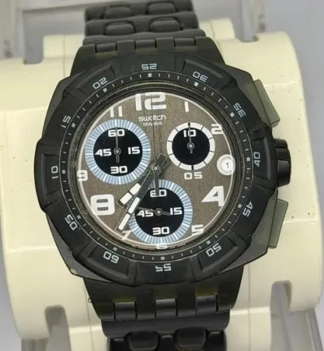 Relógio Swatch Chrono Plastic "Black Injections" - Exclusivo Full Set Times Square NY