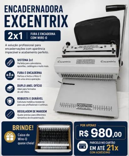 Encadernadora Excentrix wire-O 2x1