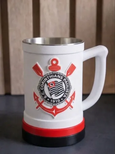 Porta copo personalizado - Corinthians acompanha copo inox 500ml