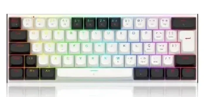 Teclado Magnético Redragon Fidd Preto Branco Abnt2 Swit Pink