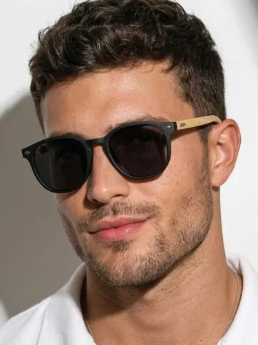 Oculos de sol Polarizado UV400 Hexagonal Bambu