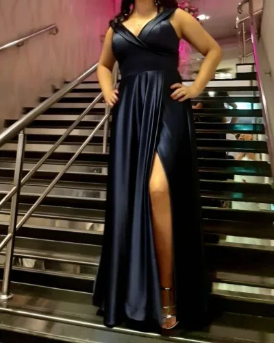 vestido de festa azul