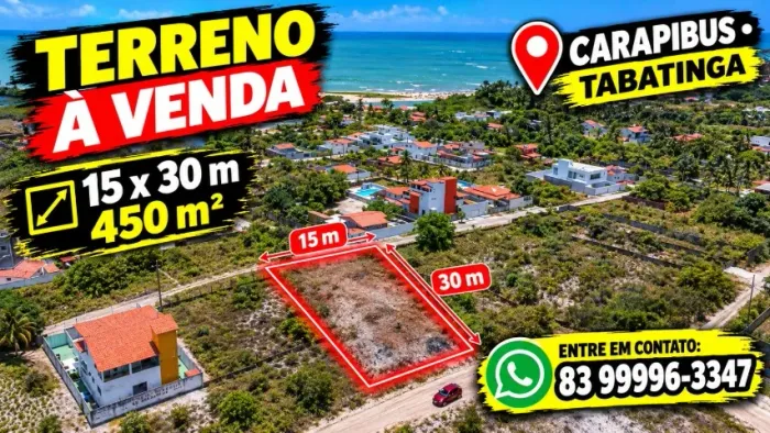 TERRENO 15 X 30 NA PRAIA DE CARAPIBUS - CONDE/PB
