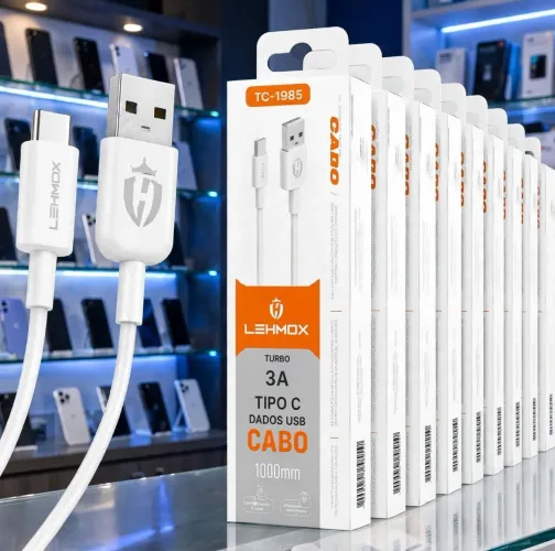 CABO USB TIPO C LEHMOX TURBO 3A - BRANCO