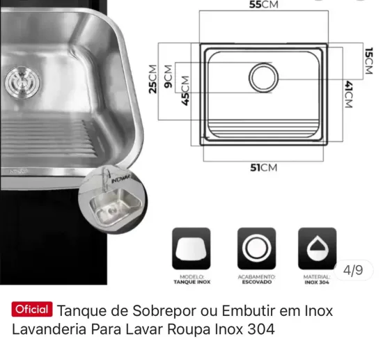 Tanque de sobrepor lacrado sem uso, na caixa