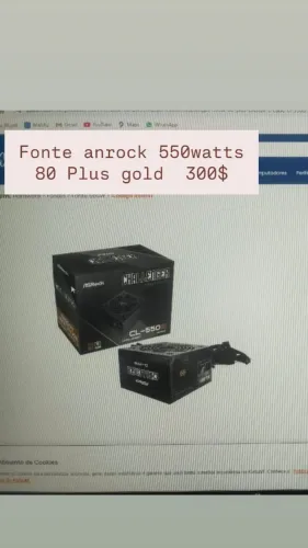 Fonte asrock 550 Watts 80 Plus gold