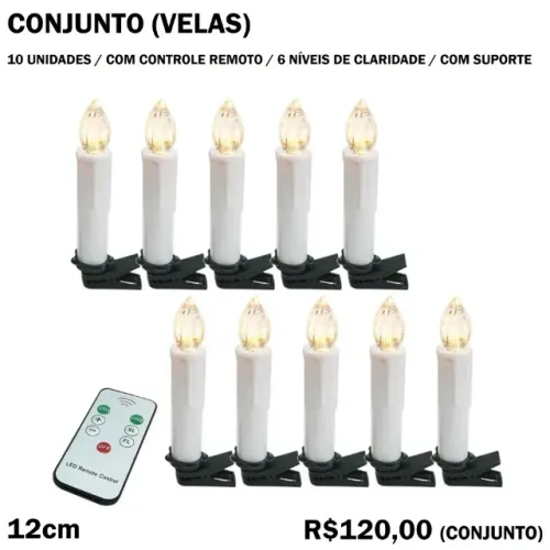 Conjunto de Vela Eletrônica com Controle Remoto