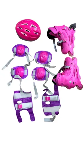 Patins Kit Radical Roller Completo Rosa e Roxo (G - 38-41)