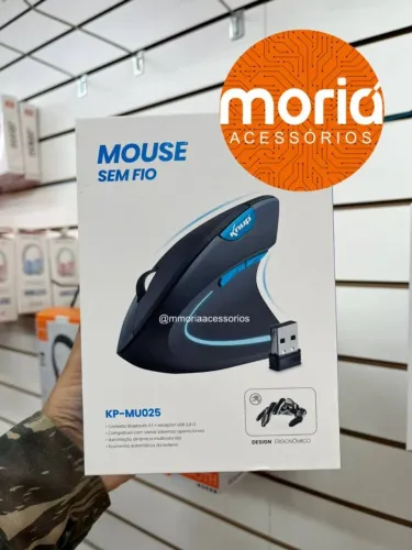 Mouse Vertical Ergonômico Recarregável Gamer Knup Sem Fio Preto
