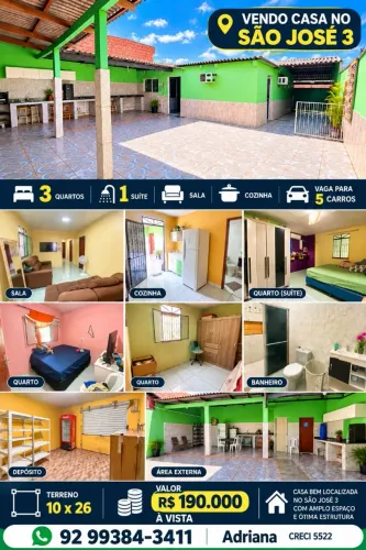 VENDO CASA NO SÃO JOSE 3 / PONTO COMERCIAL