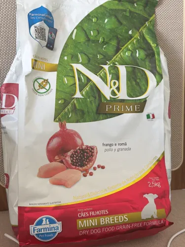 Ração prime ND frango e romã para cães filhotes 