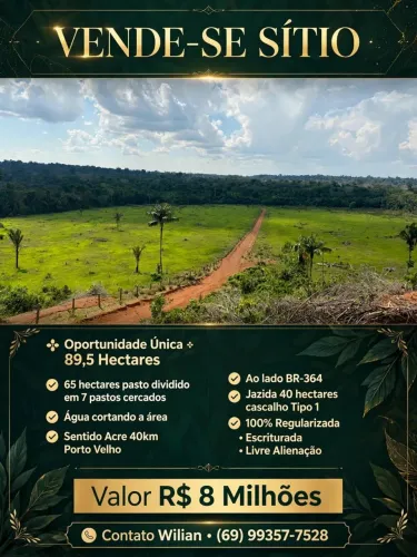 Sítio na beira da BR km 40 ao lado do água gelada