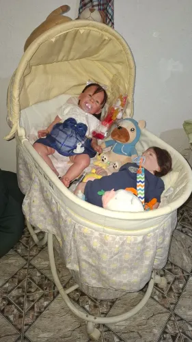 Vendo 2 bebês reborn com enxoval completo, acessórios, ursinhos de pelúcia e carrinho